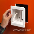 Recessed TV Box Wall Plate Kit Paintable 2-Gang, White non-metallic combination power and low voltage TV BOX Kit